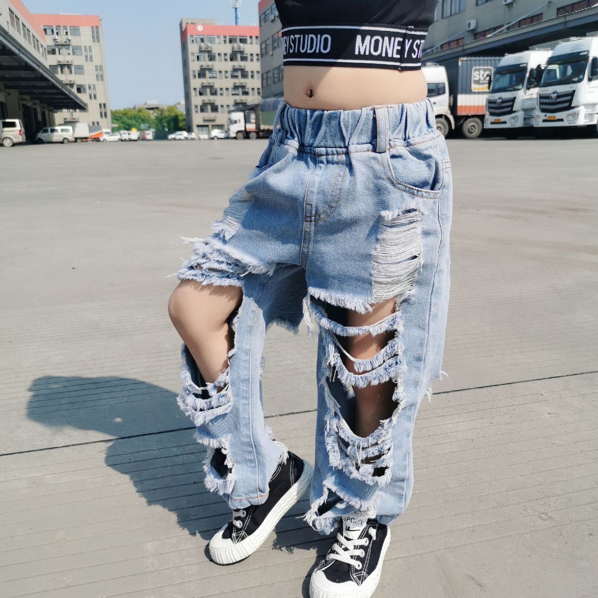 Boys Girls Ripped Jeans Pants 2020 