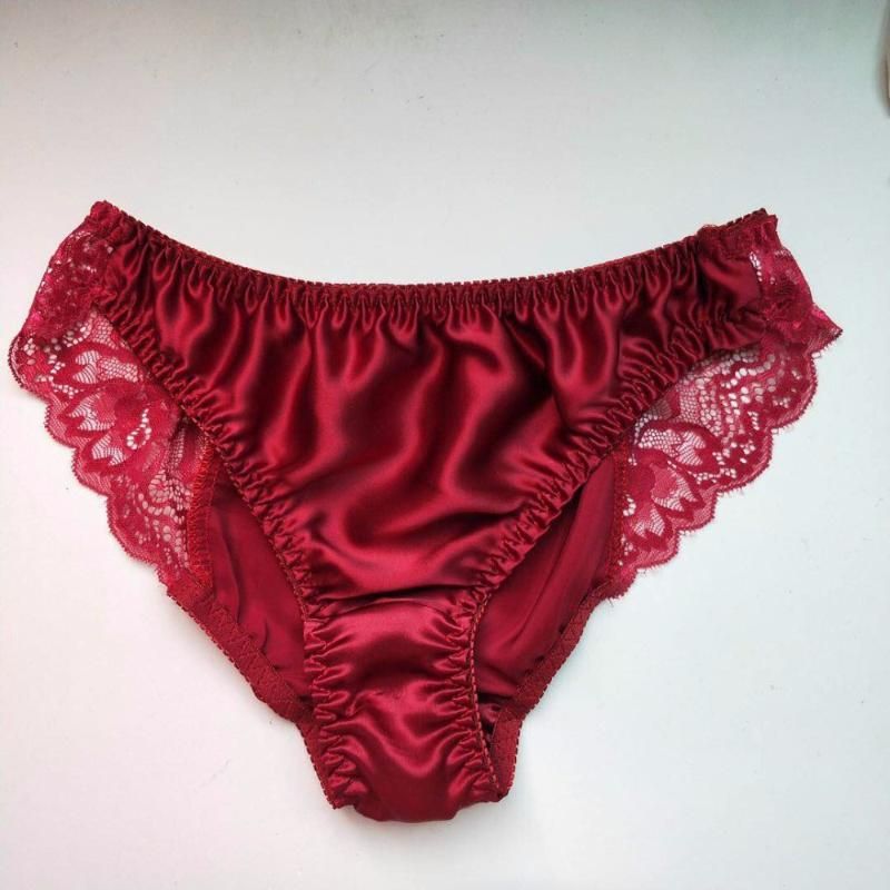 2021 New Arrival 100 Silk Womens Sexy Lace Panties Seamless Satin Breathable Panty Hollow