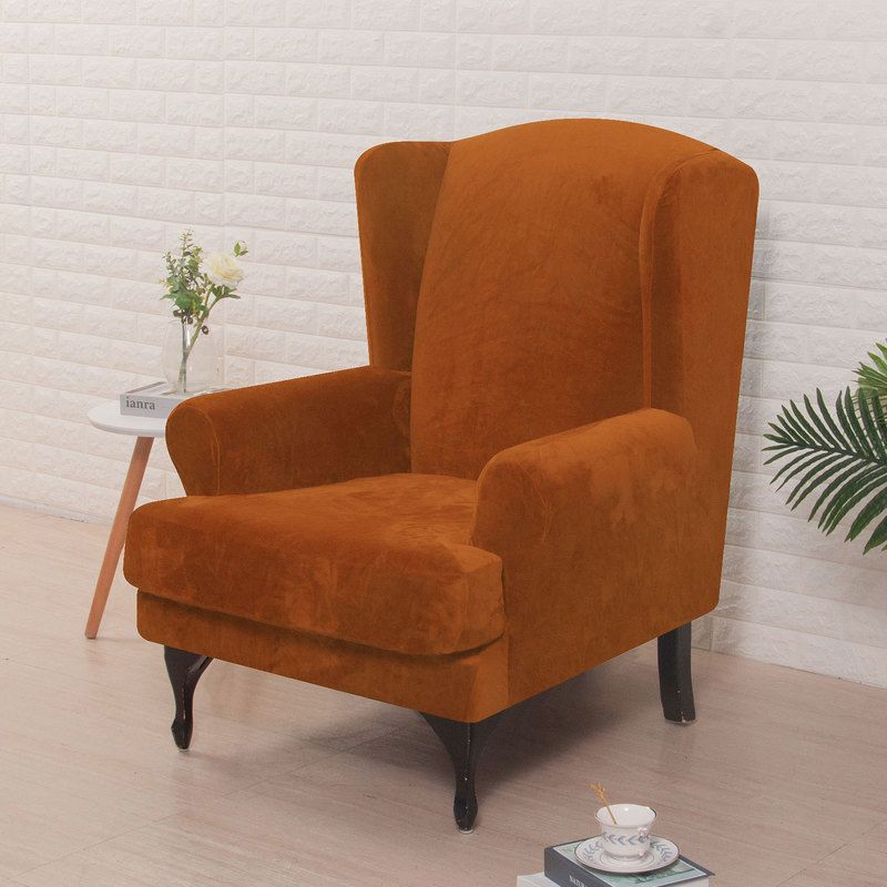 Burnt Orange-Wing Chair Cover