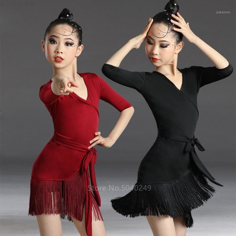 Niños Vestido de baile latino 2020 noticias tassel vestido de baile con flecos de tango salsa Niños Vestido de baile latino 2020 noticias tassel vestido de baile con flecos de tango salsa