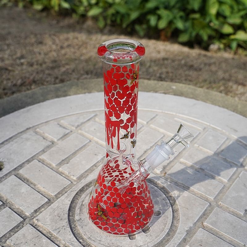 Red bong with bowl & Diffused Downstem
