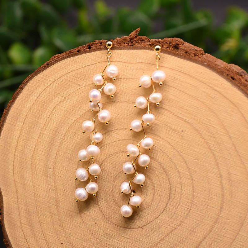 Pendientes De Gotas De Perlas De Agua Dulce 100% Naturales Pendientes De Gotas De Perlas De Agua Dulce 100% Naturales