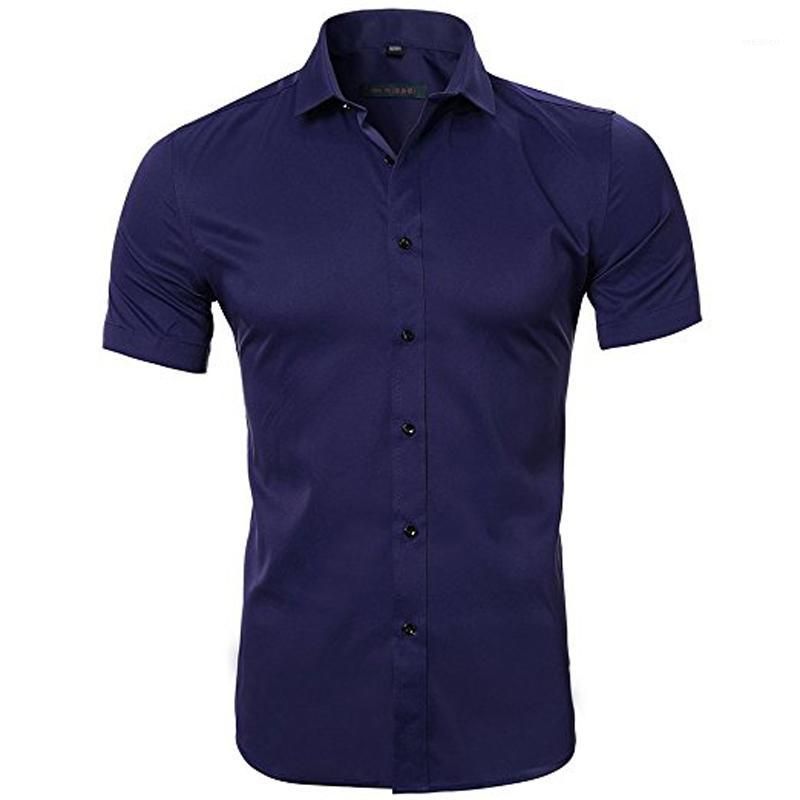 Camisas de vestir de fibra de bambú para hombre,camisas #Dark Blue 
