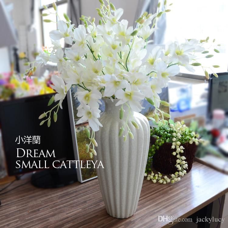 Buquê de flores de seda branca elegante Artificial Orquídeas pequena sala  de estar ornamento das flores