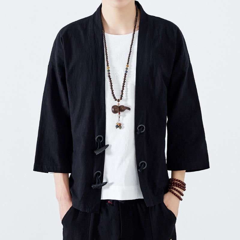 Abito Cardigan Kimono da Uomo,Pantaloni Stile Harem Giapponese Casual,Giacca con Stampa Samurai Creativa Primavera Ed Estate S-6XL,Black-3XL Abito Cardigan Kimono da Uomo,Pantaloni Stile Harem Giapponese Casual,Giacca con Stampa Samurai Creativa Primavera Ed Estate S-6XL,Black-3XL