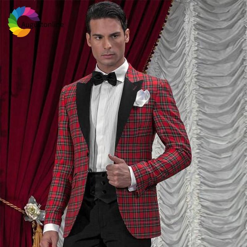 Esmoquin cuadrado de 3 celosías para hombre, traje de novio, maestro de  ceremonias, Anfitrión, chaqueta de escenario, pantalón, chaleco de cantante  - AliExpress Ropa de hombre