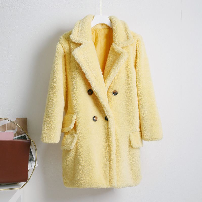 Manteau en peluche jaune