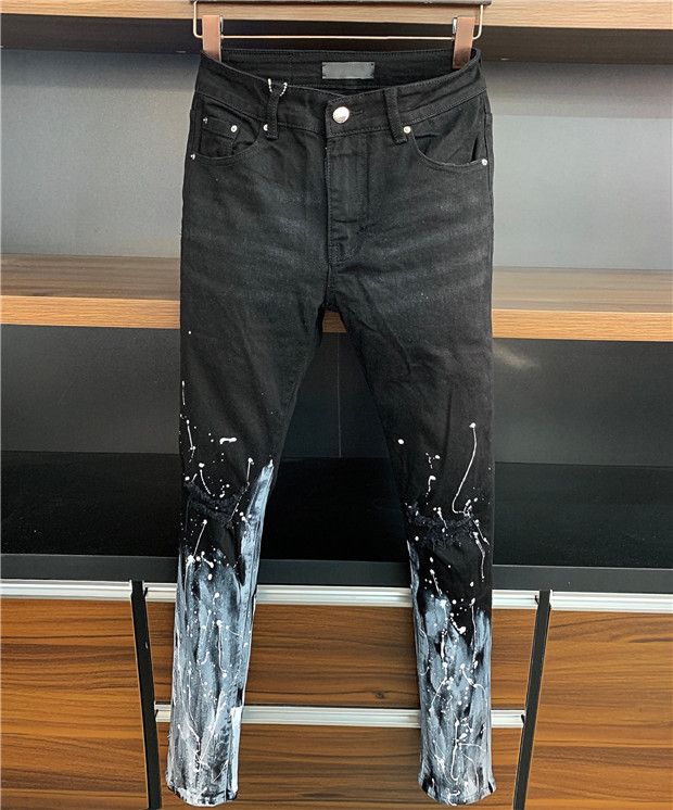 El uno al otro metano profesional Moda de lujo para hombre Slim Slim Fit Biker Jeans Pantalones Pintados  Pinked Flaco Destruido Destruido