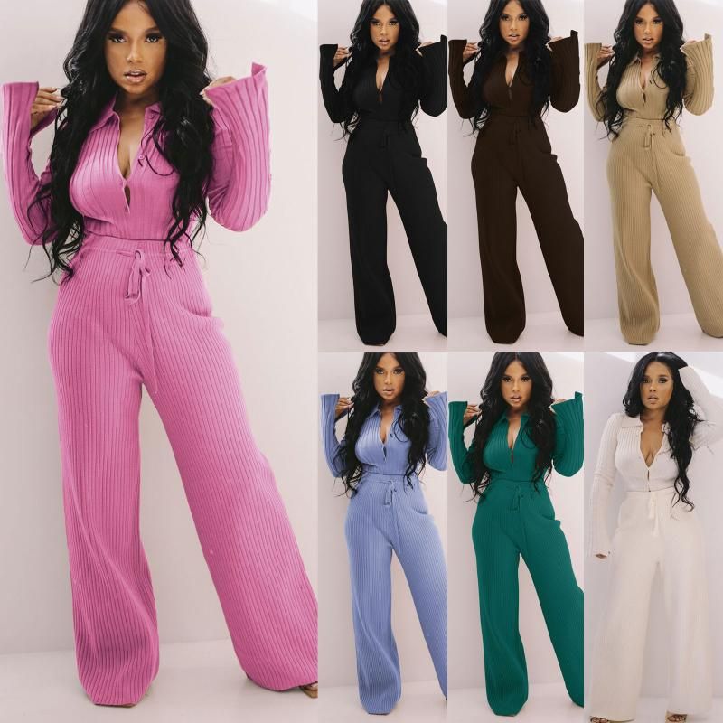 Compra Chándal De Mujer Hombres De Invierno Para Mujer Dos Piezas Conjunto  De Moda Flote Sleeve Botón Top Sólido Color Ancho Pantalones Pantalones  Casual Traje Mujeres Chicas Barato | Entrega Rápida Y
