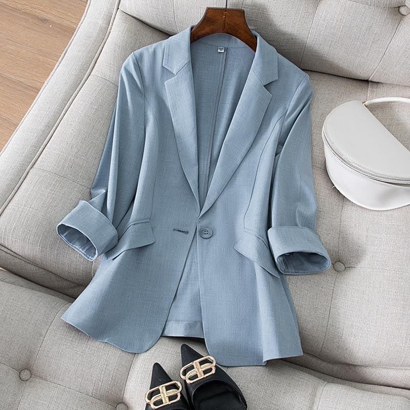 Compre 2021 Primavera Verano Nueva Moda Negocio Sólido Solo Botón Blazers  Mujer Trabajo Oficina Señoras Tres Cuartos Casual Outwears S306 A 28,1 €  Del Manyumiao | Es.Dhgate.Com
