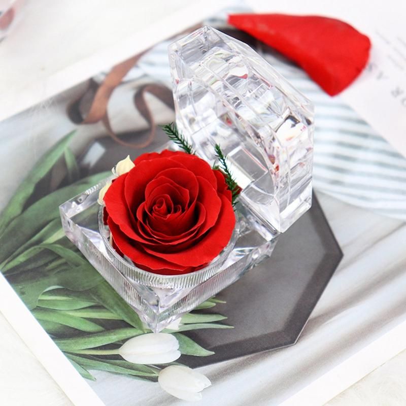 Eternal Rose Flower Ring Box Wedding Engagement Real