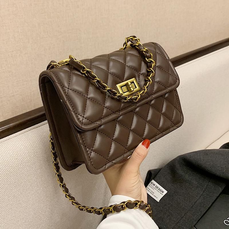 #Brown Bolso de hombro con cadena a la moda para mujer bandolera d #Brown Bolso de hombro con cadena a la moda para mujer bandolera d