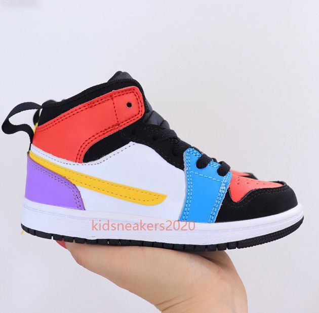 Compra Jordan 1 Retro High Zapatillas De Baloncesto Para Niños High Quality  University Blue Multi Color White And Orange Boys Girls Outdoor Casual  Sneakers Talla 22 37 Barato | Entrega Rápida Y Calidad | Es.Dhgate