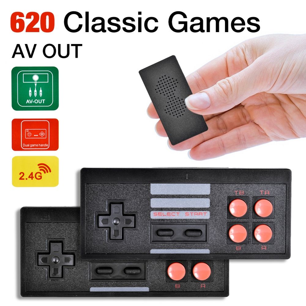 Retro Video Game Console Wireless USB Console Support TV Out Built In 620 Classic Video Games