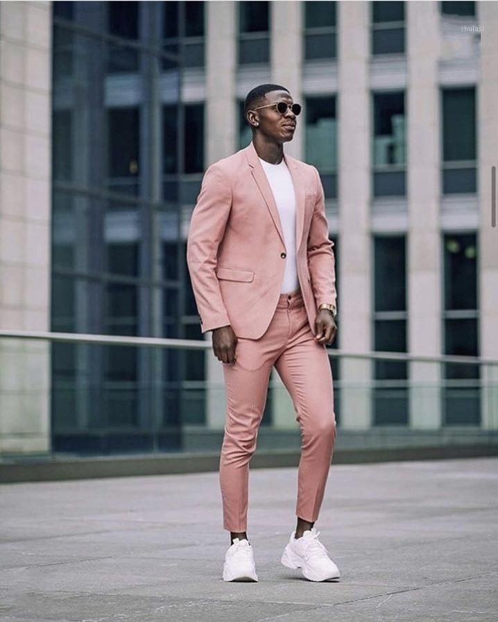 Street Style Dusty Pink Men Suits 
