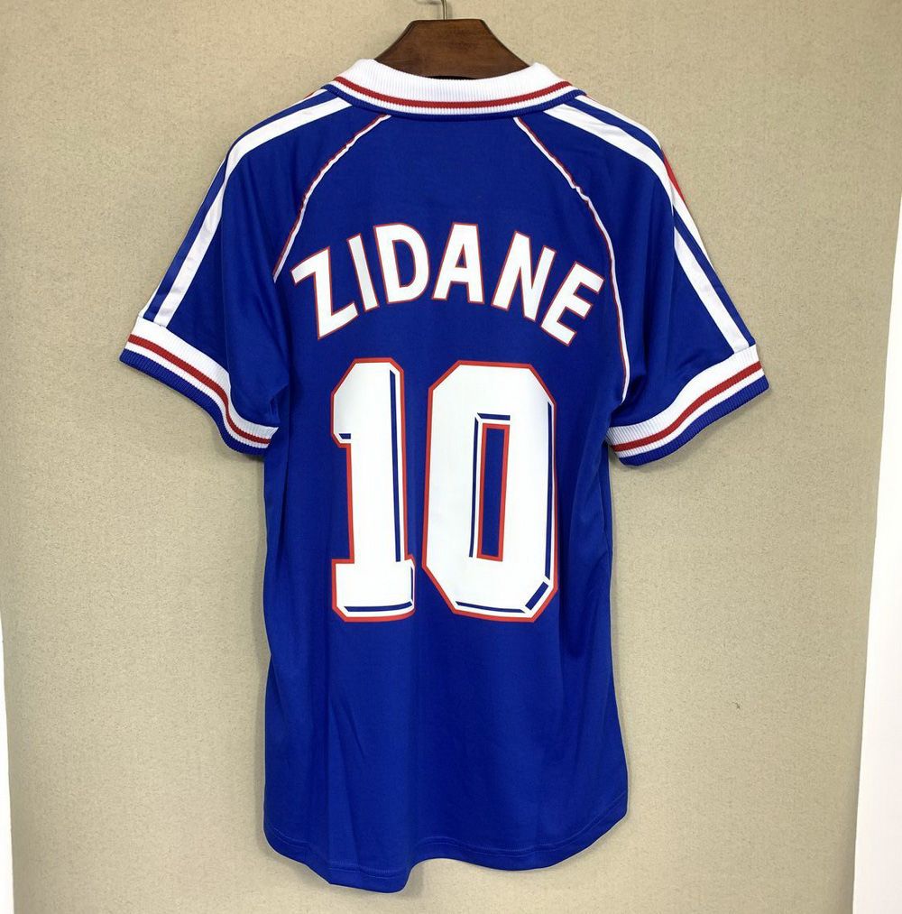 Maillot De Foot Zidane France 1998 Fans Retro Soccer Shirts Football ...