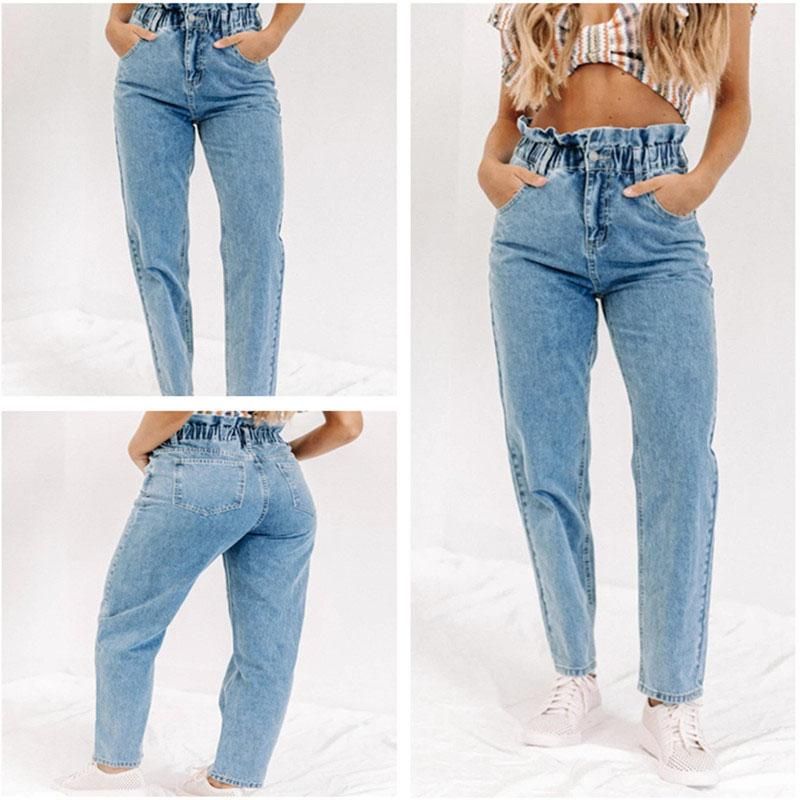 Compra Jeans Para Mujer Europa Y América Alta Cintura Elástica De Algodón  Suelto Mujeres Novios Pantalones Más Tamaño Harlan Pantalones 2021 Barato |  Entrega Rápida Y Calidad | Es.Dhgate