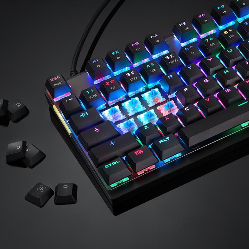 送料無料！Motospeed Professional Gaming Mechanical Keyboard RGB Rainbow Backlit 87 Ke