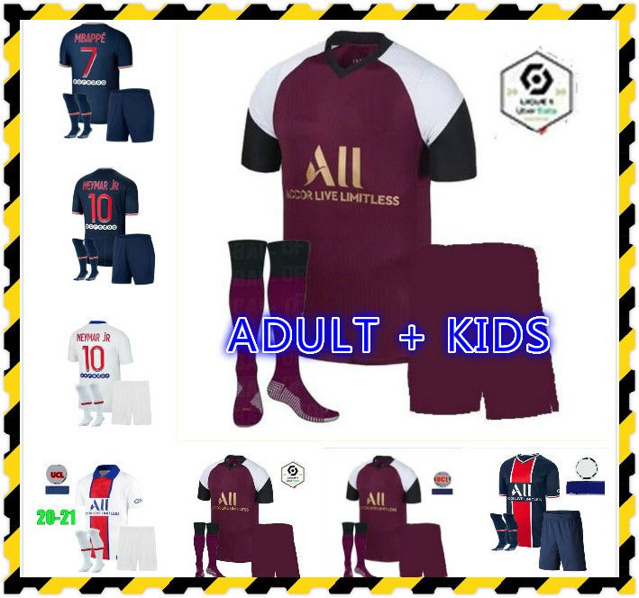 2021 2020 Paris NEYMAR JR Soccer Jersey Adult Kids Kit ...
