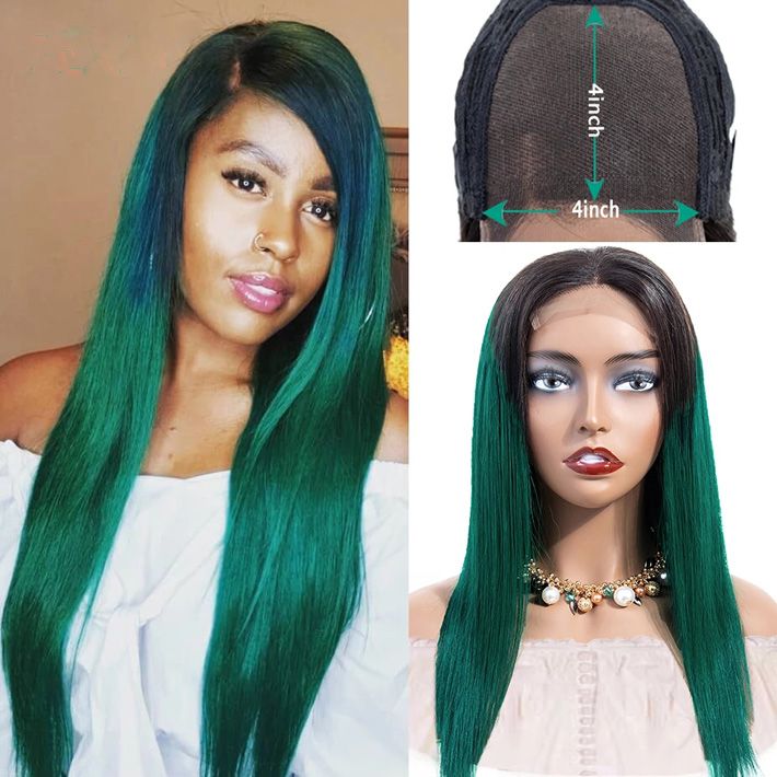 Dark Roots 1B Green Ombre Wig Brazilian Remy Glueless Human Hair Lace Front Wigs For Black Dark Roots 1B Green Ombre Wig Brazilian Remy Glueless Human Hair Lace Front Wigs For Black