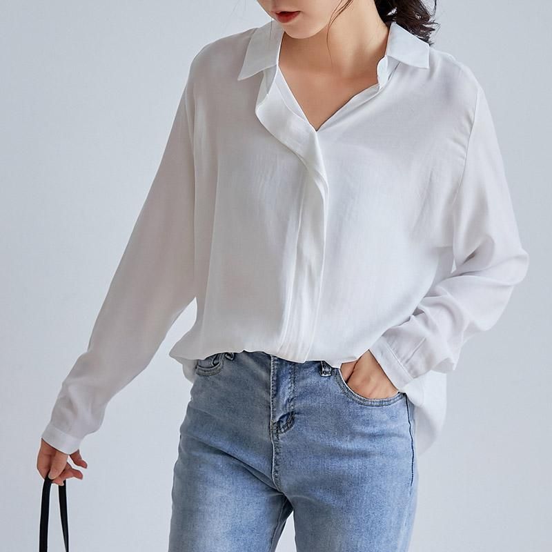 Camisa gasa blanca mujer Clearance