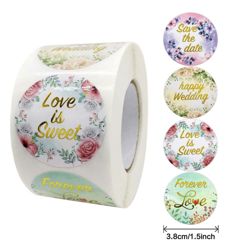 3 rotoli/500pcs regalo AMORE matrimonio Adesivo Adesivi Regalo 