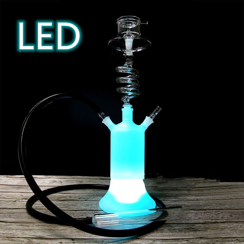 2021 LED Rotating Glass Hookah Complete Set With LED Light Remote