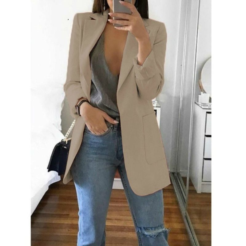 Acquistare Moda Coreana Casual Blazer Da Donna Primavera Autunno Lungo  Blazer Donne Vestito Outwear Slim Cappotti Ufficio Ladies Blazer Giacca Da  Lavoro T200716 Economico | Consegna Veloce E Qualità | It.Dhgate