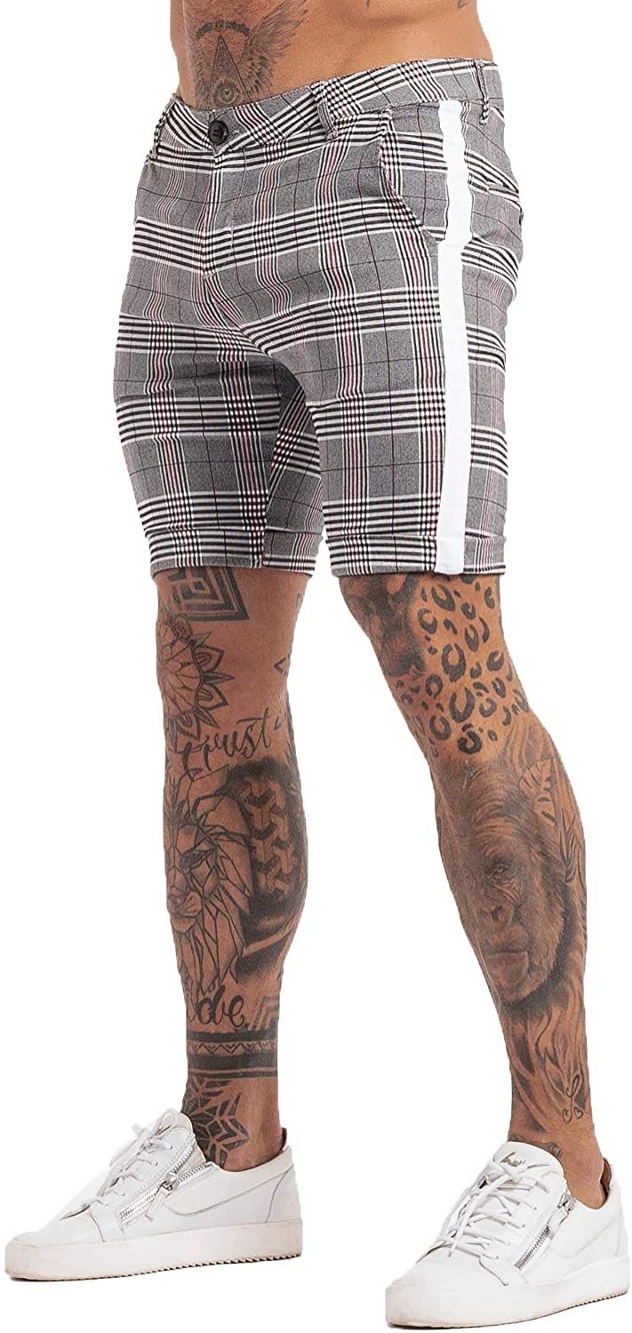 GINGTTO Mens Slim Fit 9 Inseam Flat-Front Shorts Chinos Elastic Waist