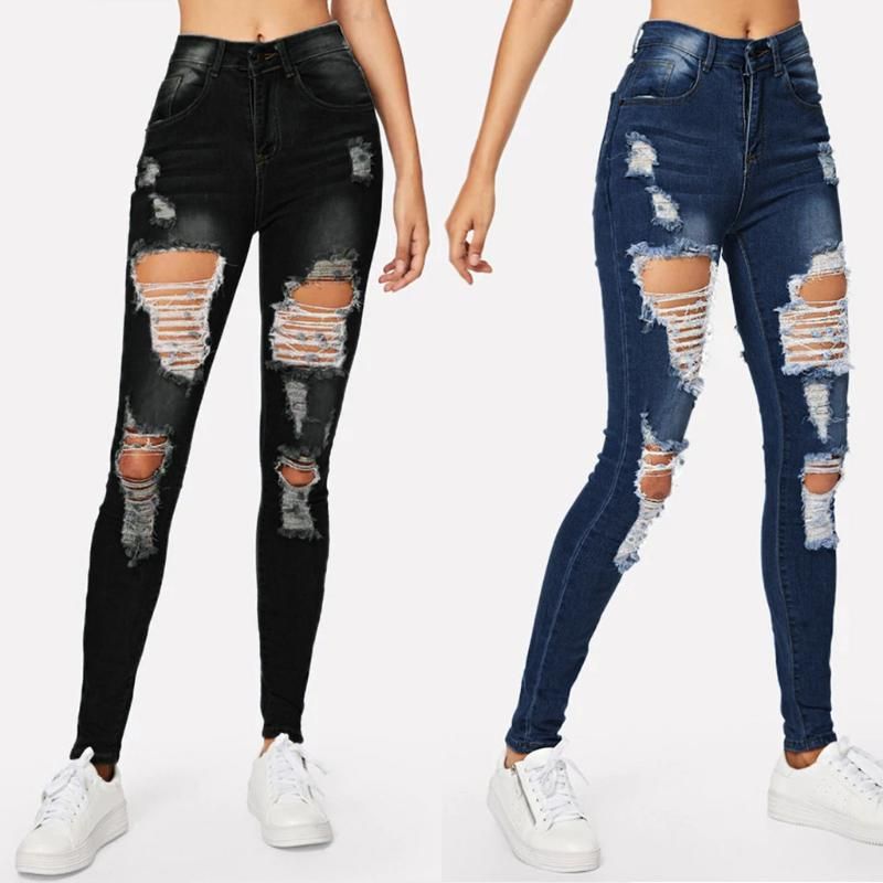 Compre Jeans Mujeres Mujeres Black Agujero Azul Pocket Wild Slim Fit  Pantalones Ajustados Moda Streetwear Ropa Mujer Pantalones Pantalones A  26,6 € Del Zhenhuang | Es.Dhgate.Com
