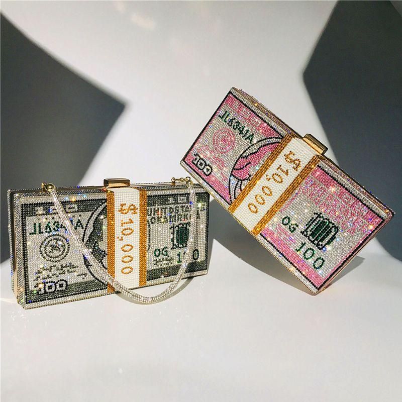 money rhinestone bolsa