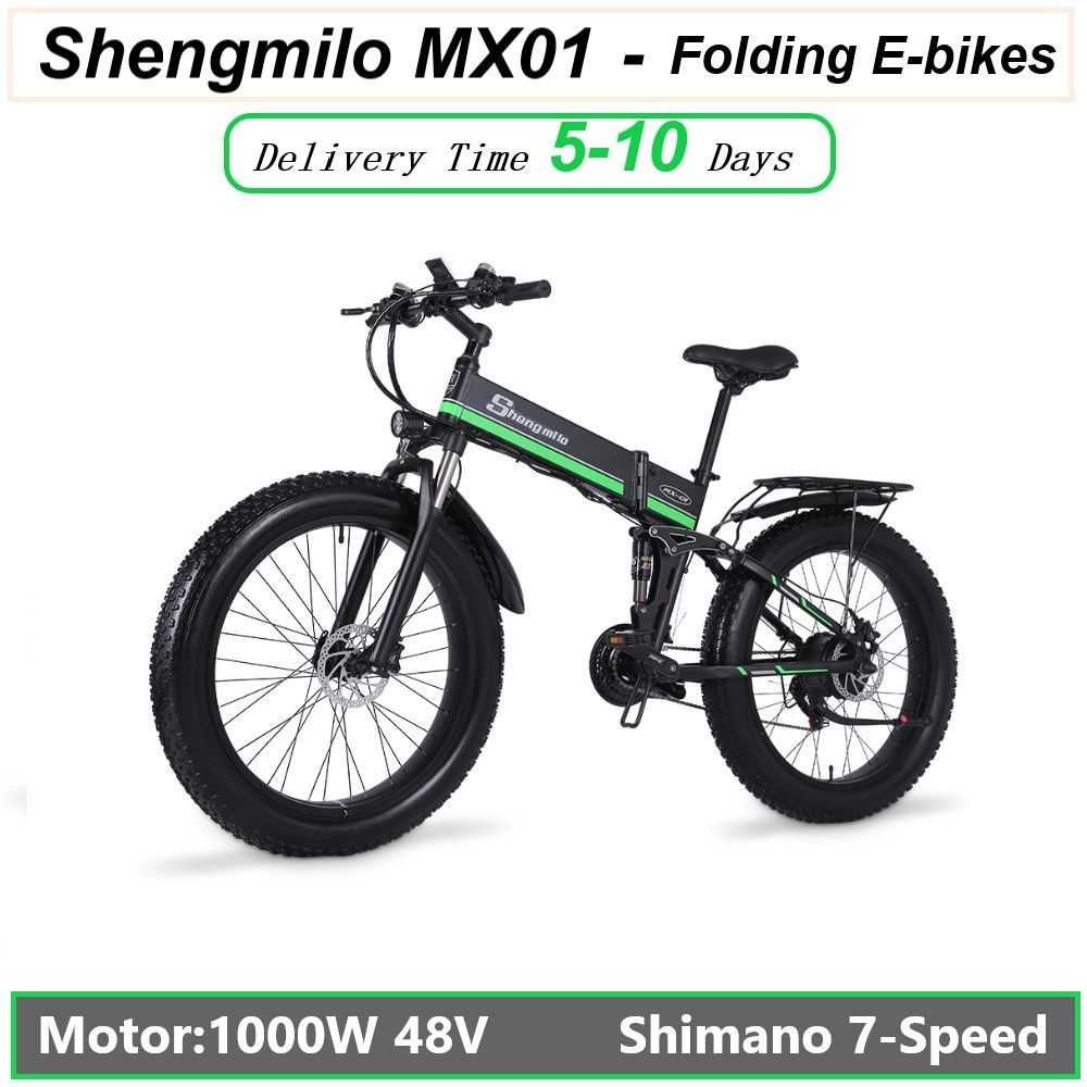 Beach Snow Bicycle,Red 26inch Fat Tire Folding Electric Mountain Bike,1000w Motor Aluminum Frame,48v 12.8ah Removable Lithium Battery,21 Speed Shock-Absorbing Mountain Bicycle