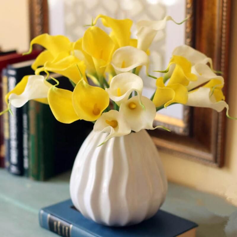 2021 Real Touch 15 Artificial Calla Lily Flower Bouquet Turquoise Mini