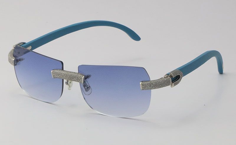 Silver Blue Lens Blue Wood