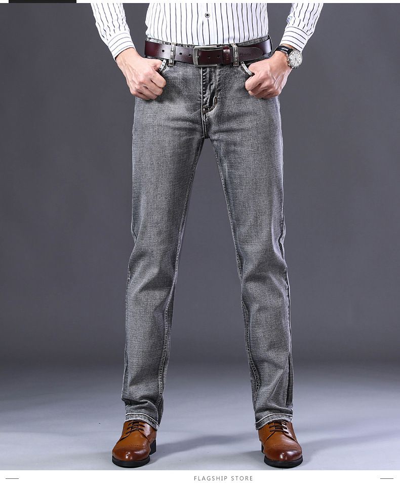 Compra Pantalones Vaqueros Para Hombres Hombre Algodón Delgado Moda  Elástica Pantalones De Negocios Estilo Clásico Pantalones Denim Masculinos Color  Gris Casual 2022 Otoño Barato | Entrega Rápida Y Calidad | Es.Dhgate