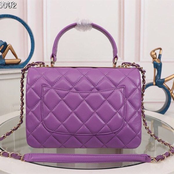 grid- purple with gold hardware