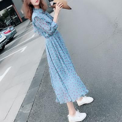 sky blue long dress