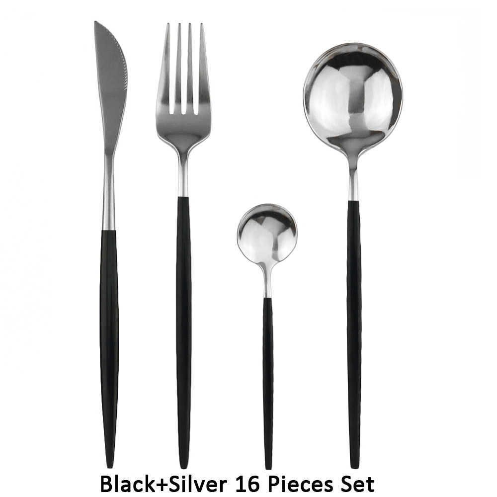 16pcs Black Silver