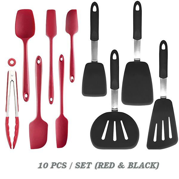 10 pcs / jeu (noir rouge)