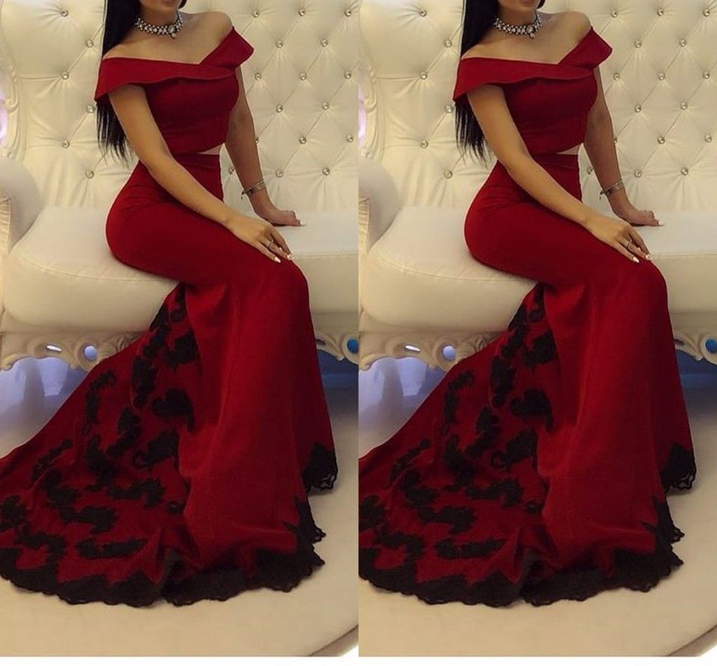 2022 Rojo Negro 2 piezas Vestidos de fiesta de noche de noche Homecoming Mangas largas de 2022 Rojo Negro 2 piezas Vestidos de fiesta de noche de noche Homecoming Mangas largas de