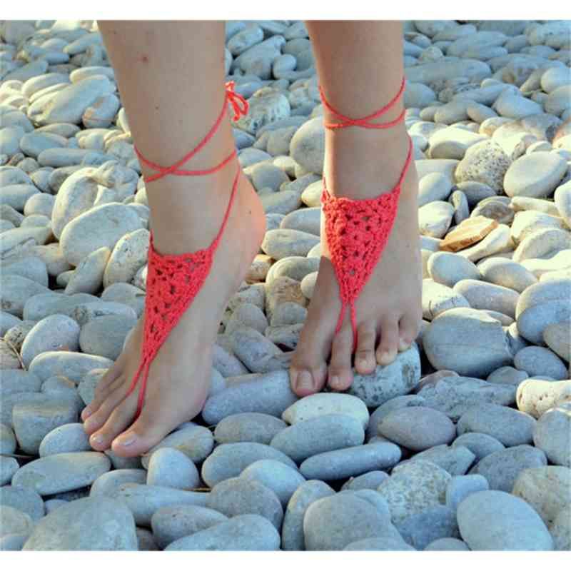 Compre Mulheres Nude Sapatos Crochet Sandálias Descalços, Sapatos Lolita  Ciganos, Praia Barefoot Sandles, Praia, Anklet, Sapatos De Casamento,  Sapatos De Casamento De Praia Barato | Entrega Rápida E Qualidade |  Pt.Dhgate