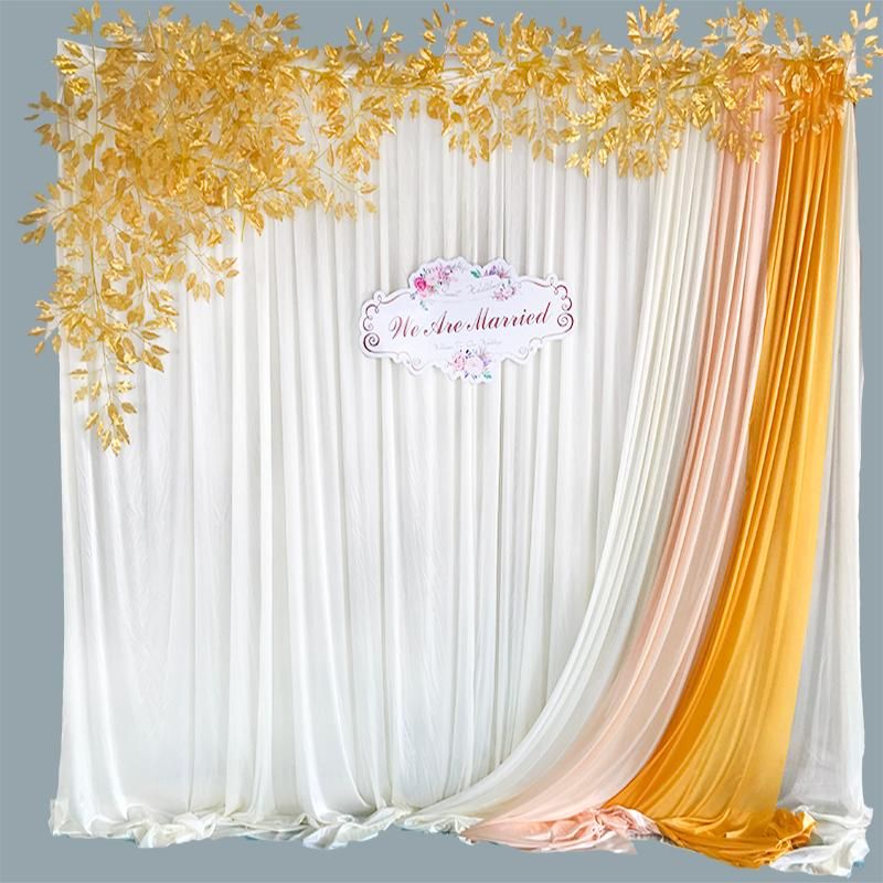 Party Decoration 10FTX10FT Wedding Backdrop White Curtain Pretty Drapes  Champagne Swag Stage Background Decorations