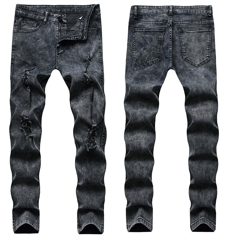 Мужские джинсы европейской и американской высокой улицы джинсовые колена моды мода
