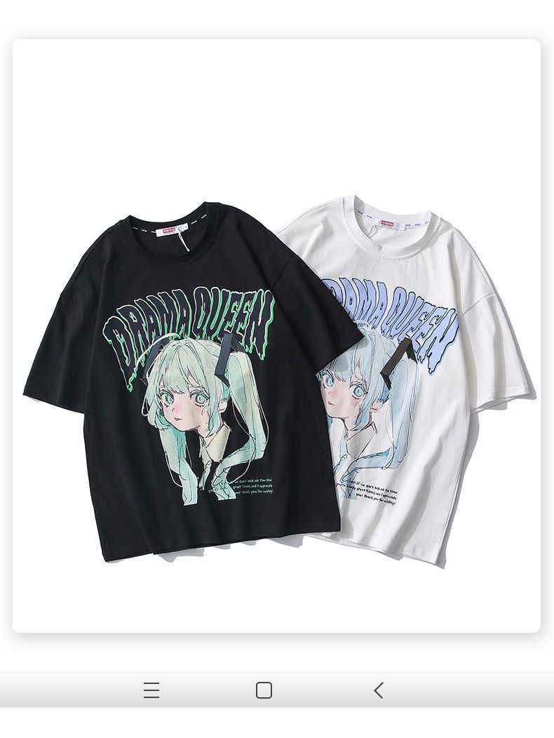 Camiseta feminina casual japonesa, camiseta harajuku dark anime