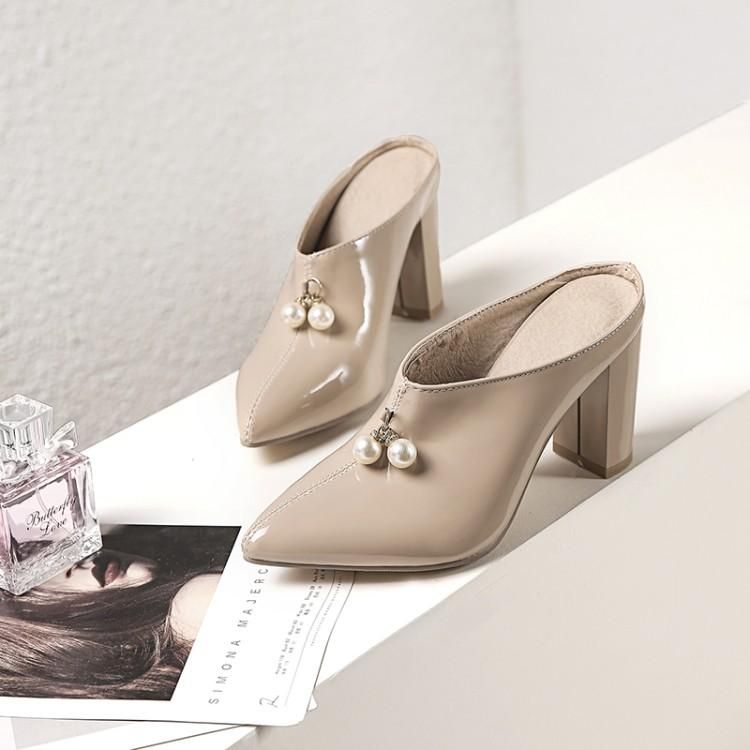 Nude Pearls Mules.