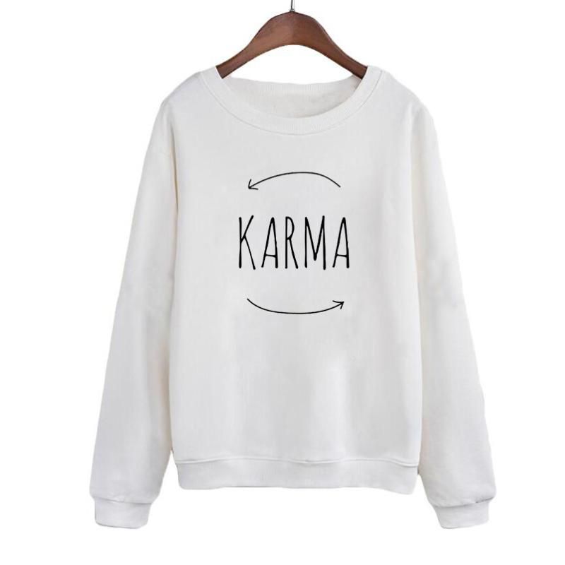 Sudaderas capucha para mujer Lindo Karma Harajuku Tumblr con capucha Crewneck Pullovers Moda