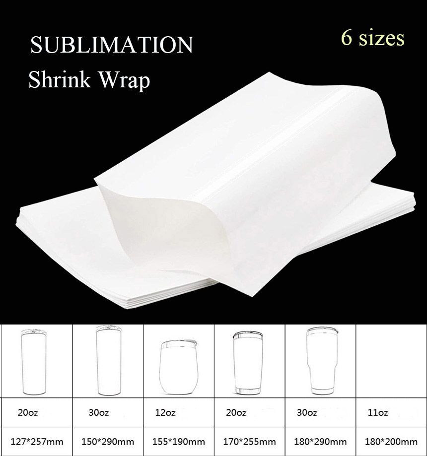 100pcs Sublimation Shrink Wrap Film Sleeves Heat Transfer Shrink Wrap in Convection Oven Tumblers Heat Transfer Sleeve for 15oz 20oz 30oz Skinny