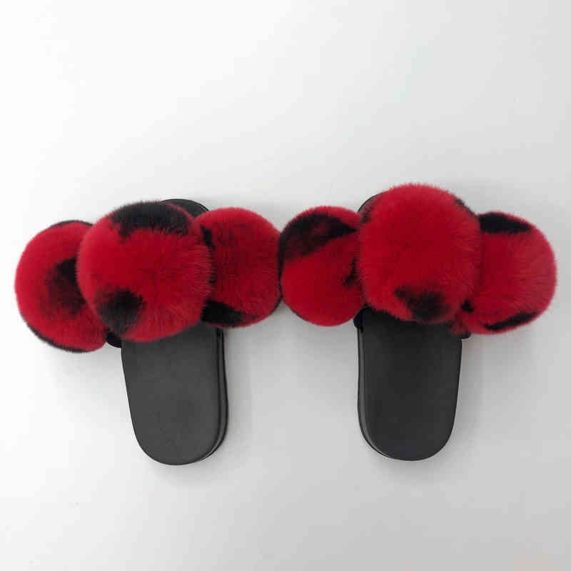 Red Rabbit Fur Kid Slipper