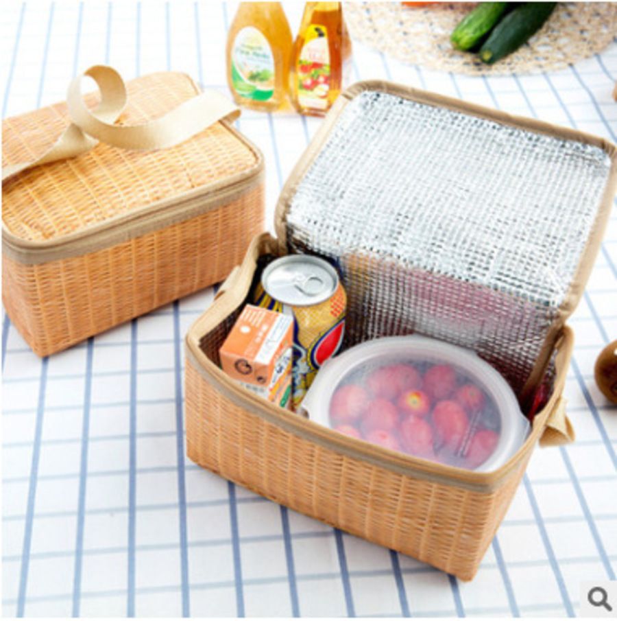 Imitation Rattan Woven Bento Box Durable Waterproof Insulated Lunch Bag Imitation Rattan Woven Bento Box Durable Waterproof Insulated Lunch Bag