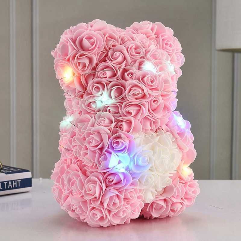 Luz de amor branco rosa urso-altura: 25cm